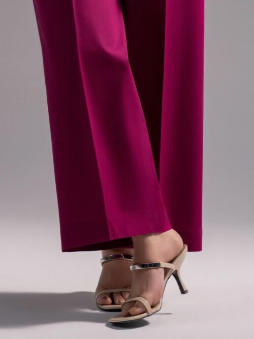 Magenta Pink Solid-Color Cotton Trouser